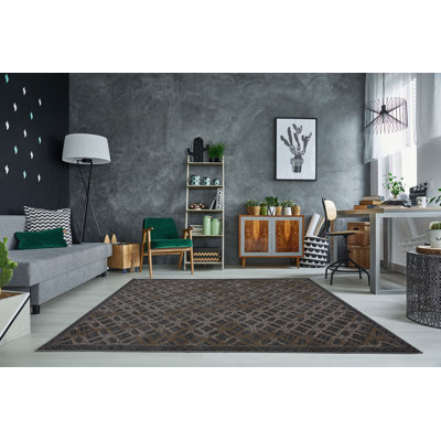 Tapis gris à motif géométrique Ahaziah