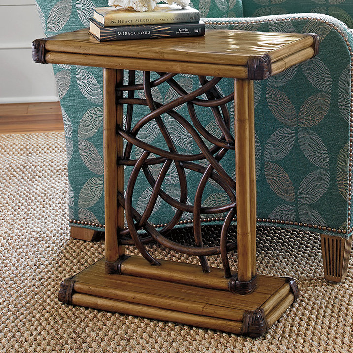 Twin Palms 22'' Brown Rattan and Bamboo Accent Table
