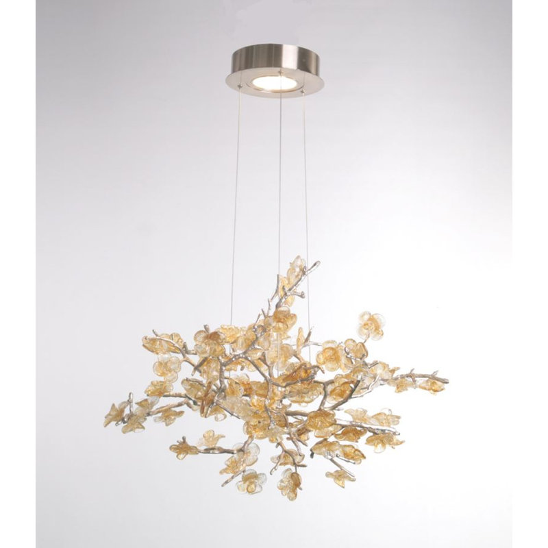 Lustre Araiyah lumière amande clair, H 17 po x l 13 po x P 17 po, Argent antique, Couleurs mélangées