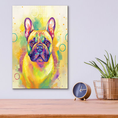 Art mural en verre épique «Pop Art French Bulldog 2» par Furbaby Affiliates