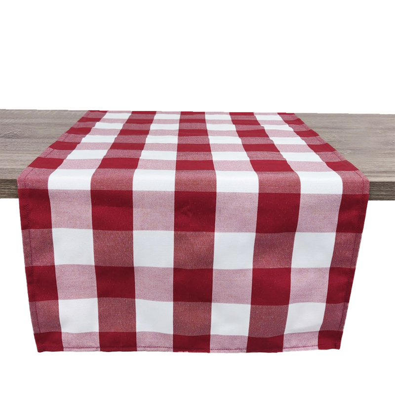 Chemin de table beige et blanc fabriqué à la main 16 po x 36 po Buffalo, 90 po x 16 po, Rouge