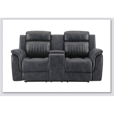 Canapé inclinable deux places avec console - Tissu polyester, style transitionnel, finition Badlands, confortable et élégant