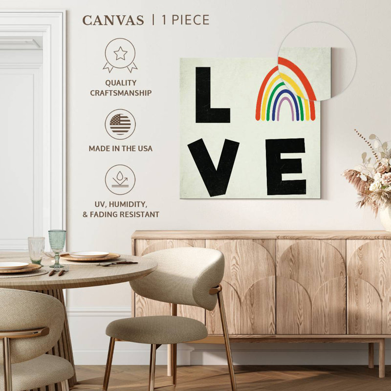 Love Rainbow Typography, 20" H x 20" W