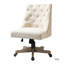 Chaise de travail inclinable de 38,5 po avec base en bois massif et capitonnage à boutons Jovita-1314319218
