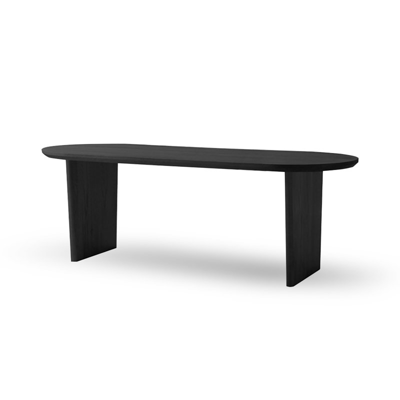 Table de salle à manger ovale en bois massif, Noir, noir, noir, noir, H 29,53 po x L 86,61 po x l 35,43 po