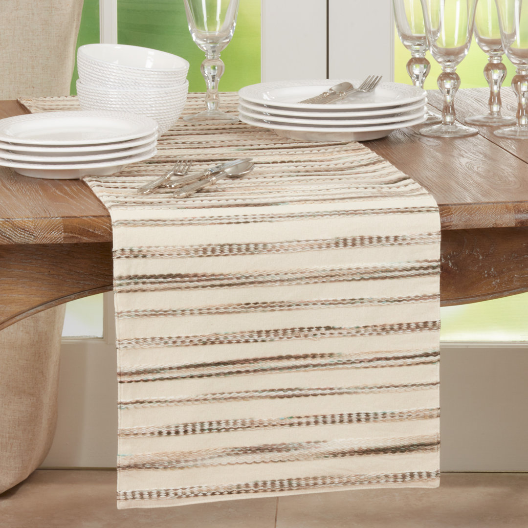 Tacony Striped Cotton Blend Table Runner Foundry Select