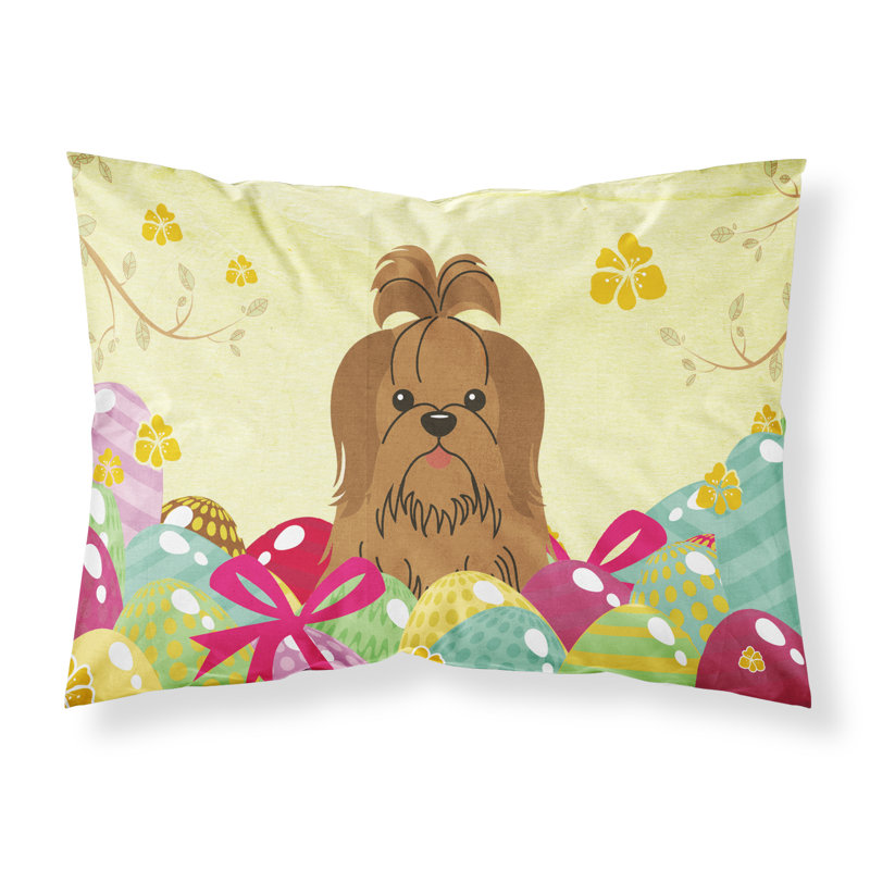 Taie d’oreiller œufs de pâques, Shih Tzu chocolat argenté