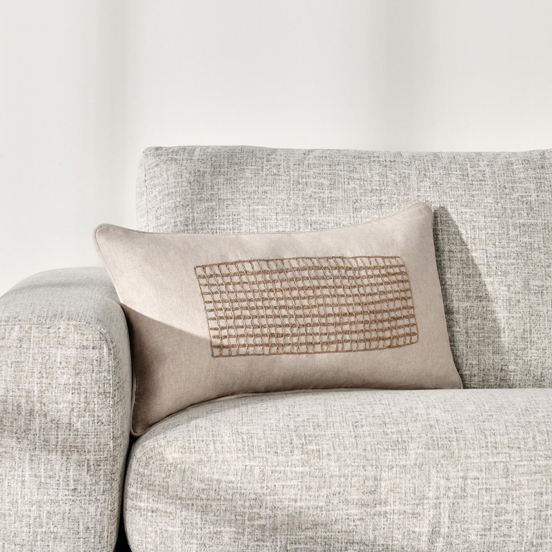 Coussin décoratif en mélange de lin 14 po x 26 po Siena, beige