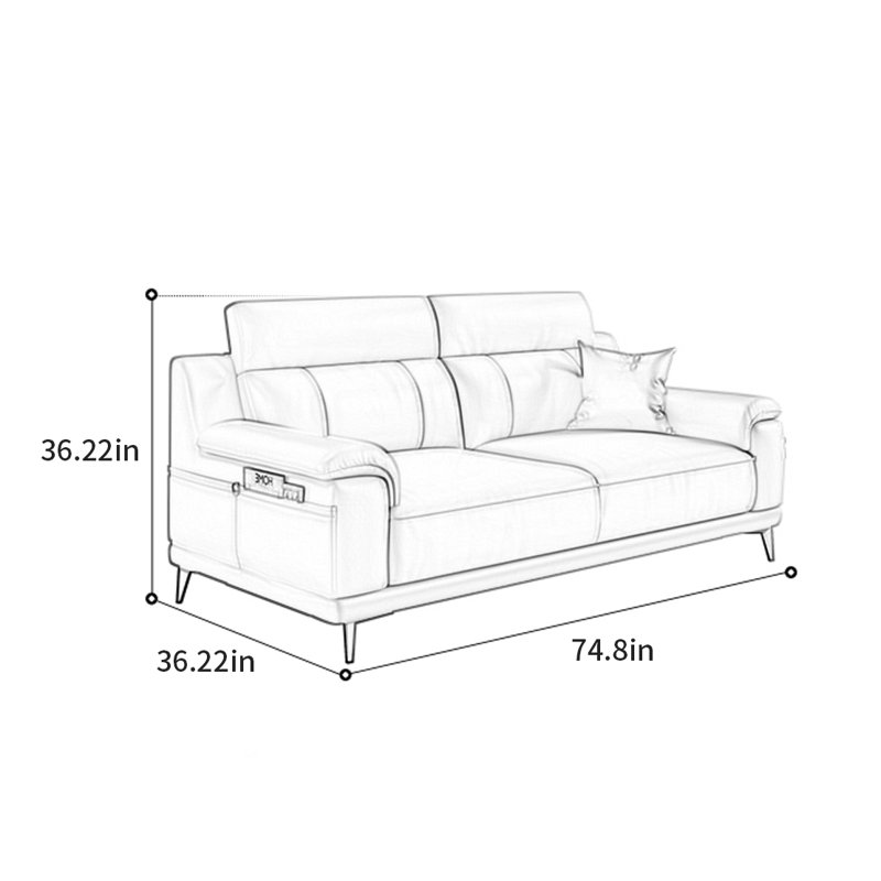 Canapé de luxe American, 4, H 36,22 po x l 74,8 po x P 36,22 po