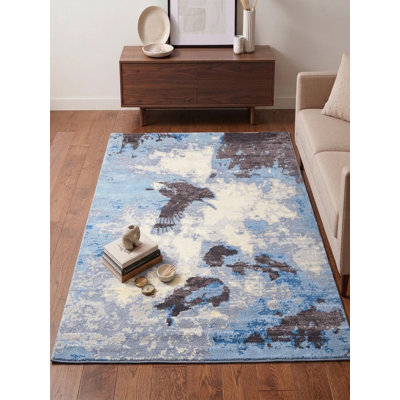 Tapis d'intérieur abstrait multicolore en soie noué à la main Abstract