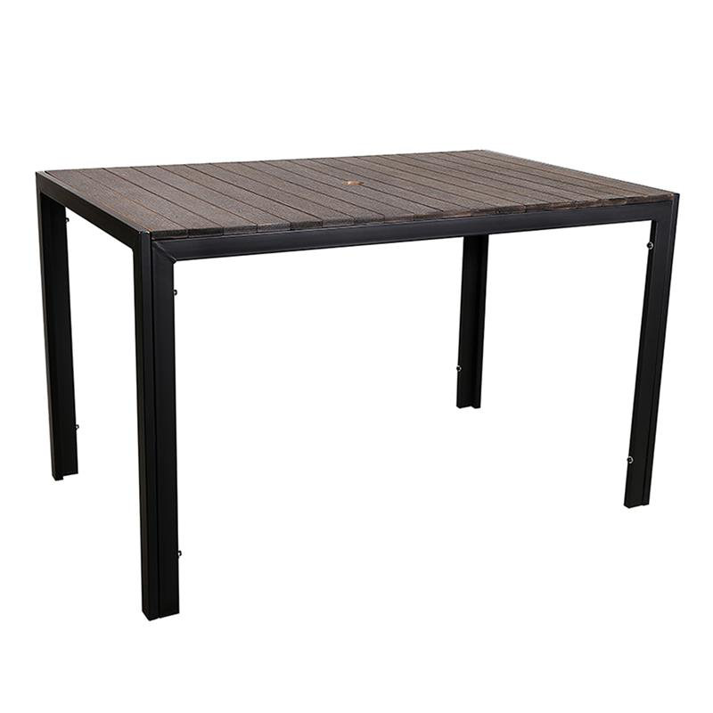 Table en acier noir intérieur / extérieur 30 po x 48 po avec plateau à lattes