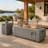 42 Inch Rectangular Propane Fire Pit Table with Tank Storage and Glass Wind Guard