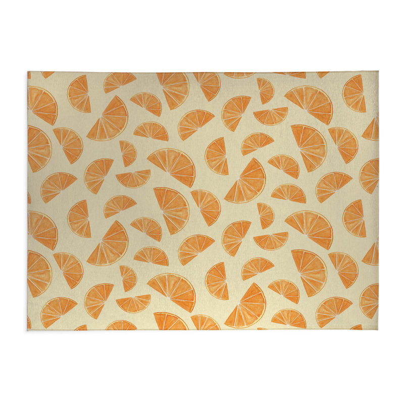 Tapis de cuisine antidérapant Summer Oranges, Jaune, Rectangulaire 2 pi x 3 pi