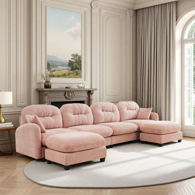 Canapé modulaire en U avec repose-pieds et canapé en chenille