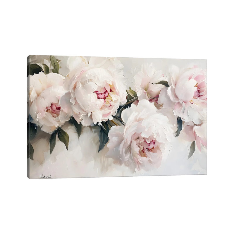 Pivoines blanches - reproduction d'art murale encadrée, H 40 po x l 60 po, Toile tendue, Ne s’applique pas