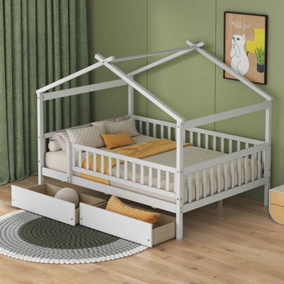 Terral Storage Bed Wooden House Bed with Two Drawers Spacious Storage