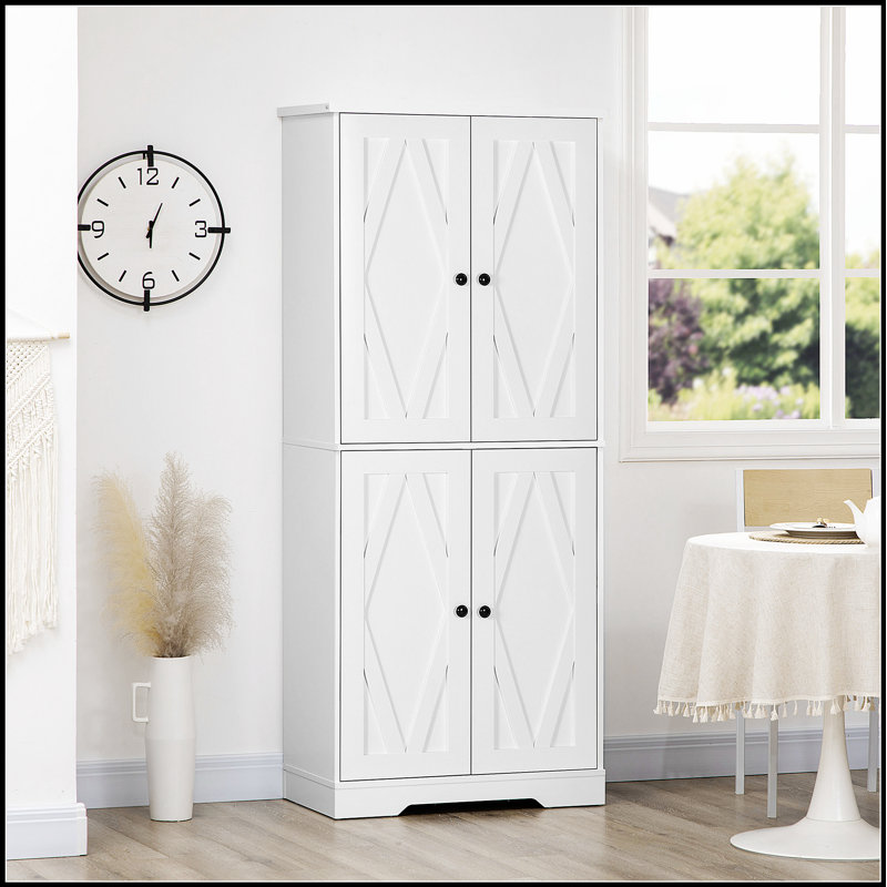 Garde-manger autoportant avec 4 portes de grange et tablettes réglables pour un rangement et un style améliorés