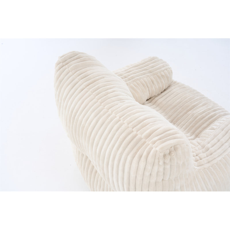 Fauteuil à billes en tissu velours côtelé 010-Soft, Beige