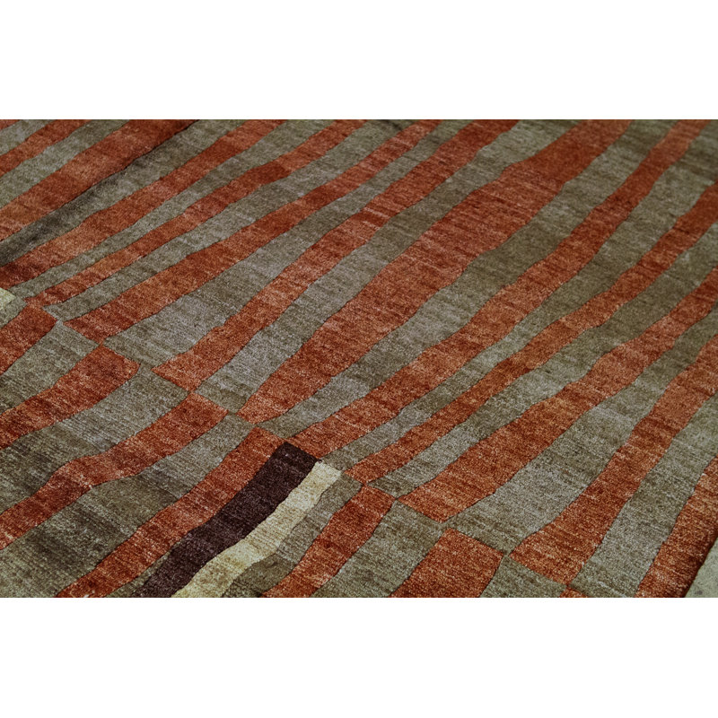 Windsom Striped Area Rug in Black/Rust/Gray