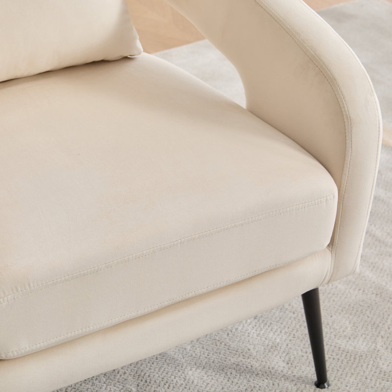 Fauteuil demi-tonneau en velours, Beige