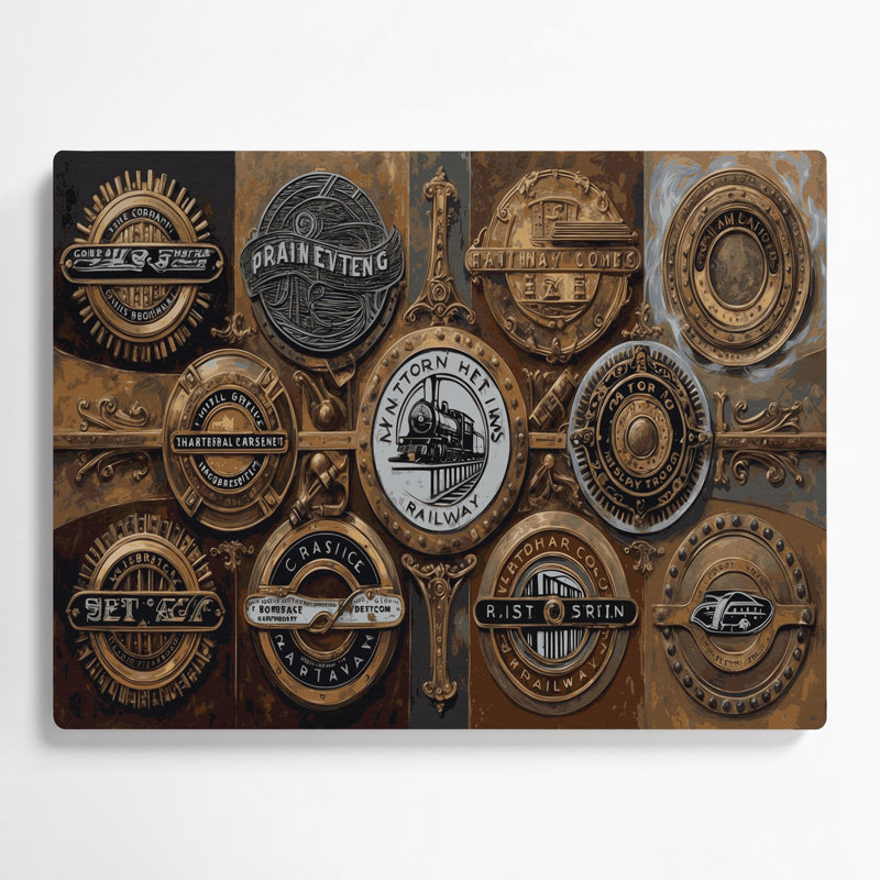 Transport, compagnie de chemin de fer historique, art mural en métal brun, H 8 po x l 10 po x P 0,05 po