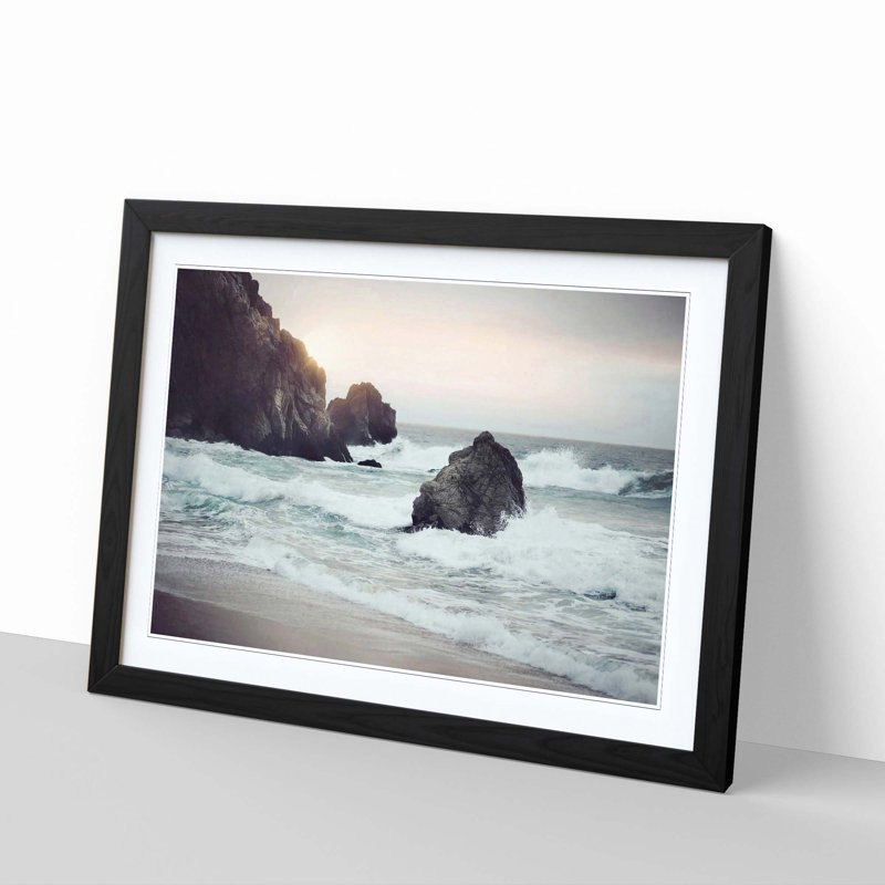 Beach Seascape - Single Picture Frame Print, Black