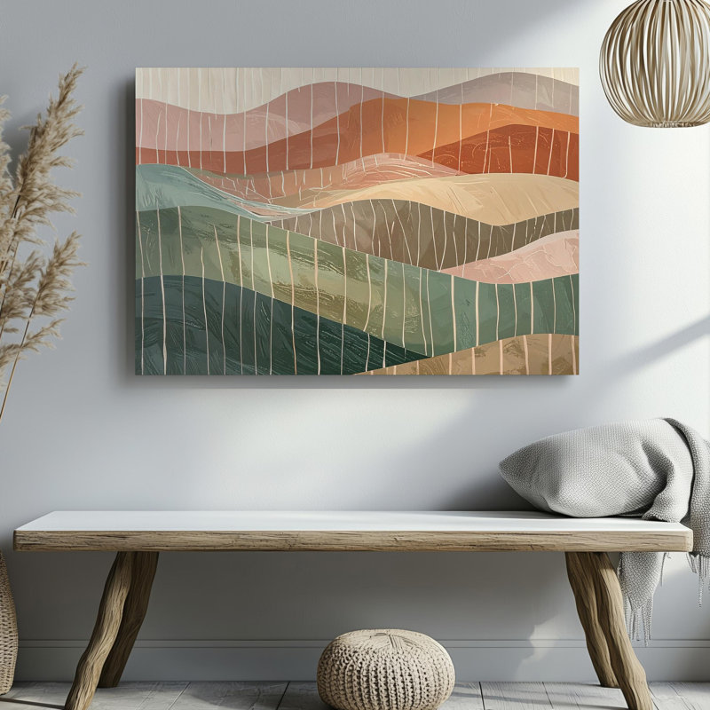 Art mural sur toile Earthwave Harmony, toile abstraite avec ligne verticale, texture, prêt à accrocher, H 9 po x l 12 po