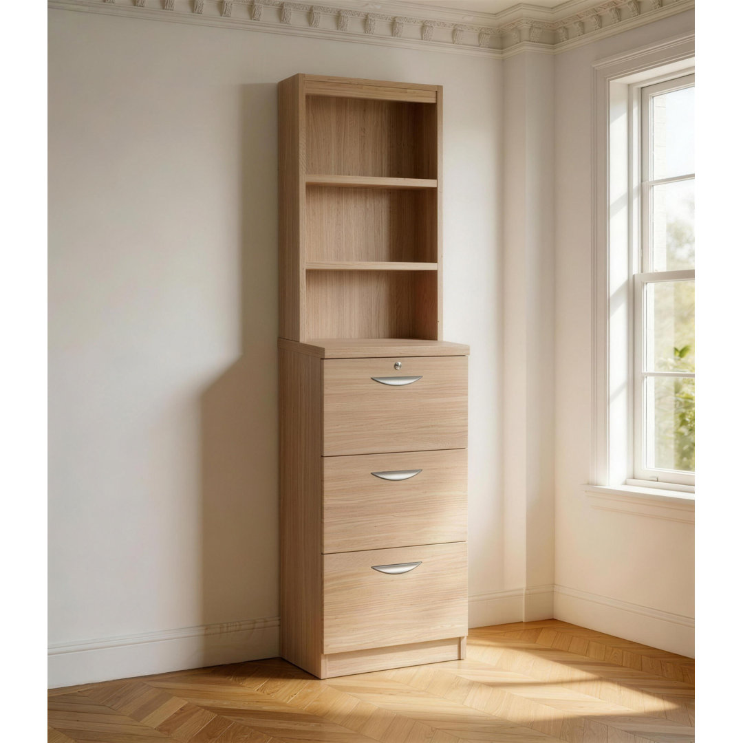 Jeremy 3 Drawer Filing Cabinet with Hutch