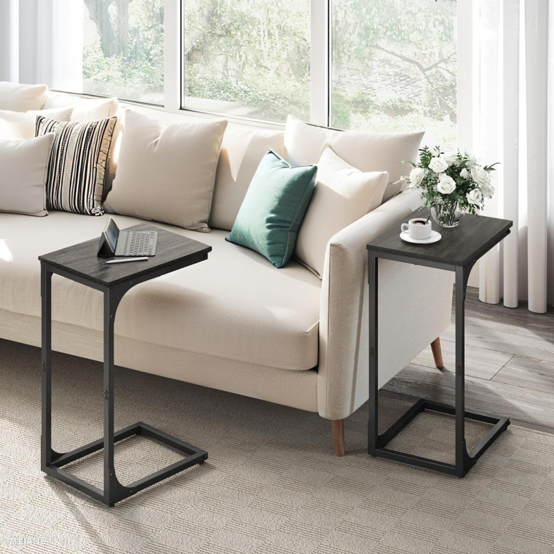 C-shaped End Table, Ebonized Oak