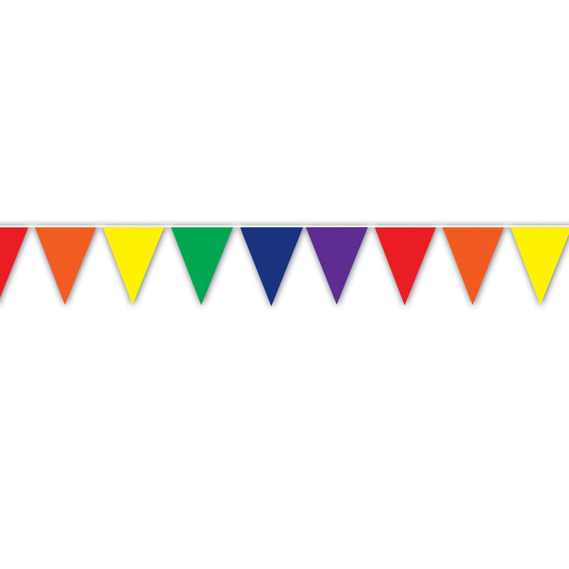 Bannière Pennant, 11 po x 12 pi, paquet de 12, Arc-en-ciel