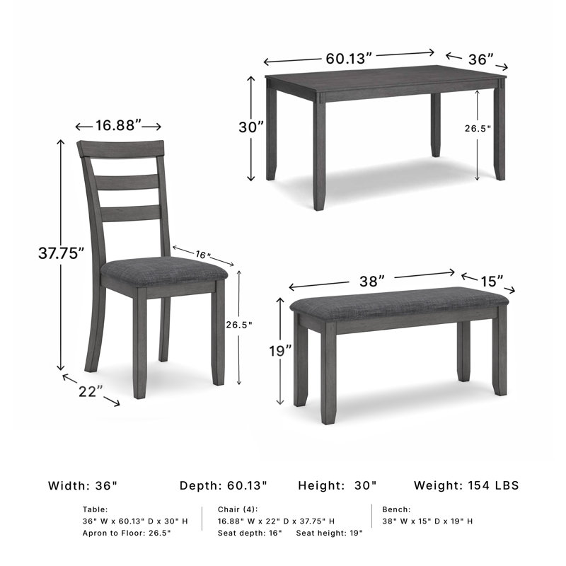 Jaworski 6 - Person Four Leg Base Dining Set