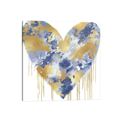 «Big Hearted Blue and Gold» par Lindsay Rodgers, reproduction d'art sur toile tendue