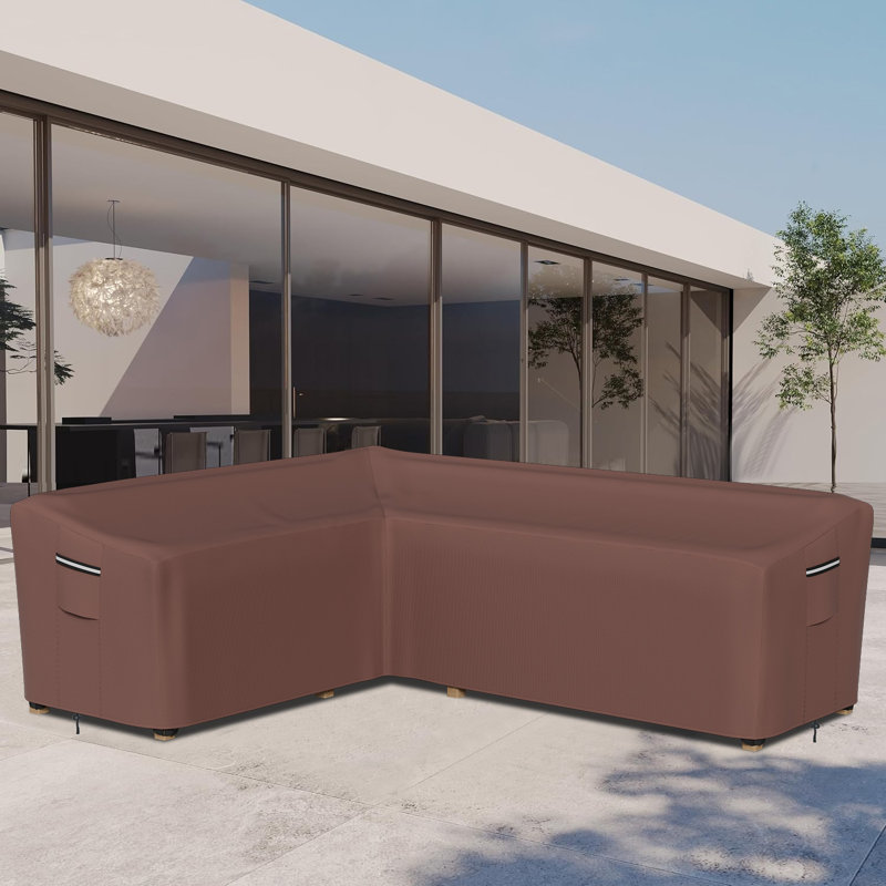 Housse pour canapé de patio modulaire, housse de meuble en forme de L extérieure imperméable robuste, facile à utiliser et à entretenir