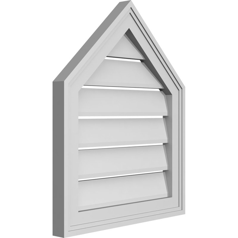 Peaked Top Surface Mount Signature Urethane Functional Gable Vent 11/12 Pitch, Primed Tan, 22" H x 18" W x 1.5" D