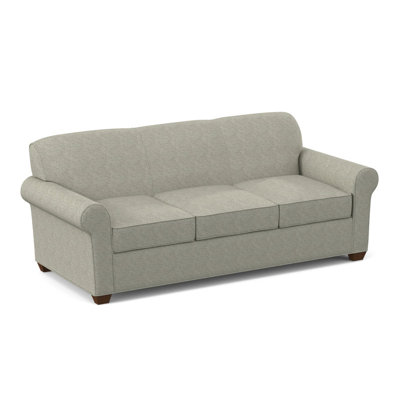 Finn Rolled Arm Sofa with Reversible Cushions, Archetype Quartz, Montana Walnut, 34" H x 83" W x 36" D