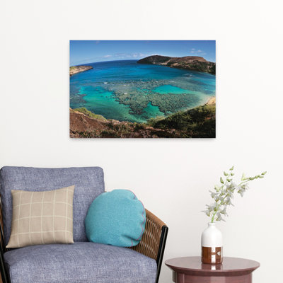 High Angle View Of A Beach Hanauma Bay Oahu Hawaii Usa Tranquil Abstract Contemporary Beach Mountain Art