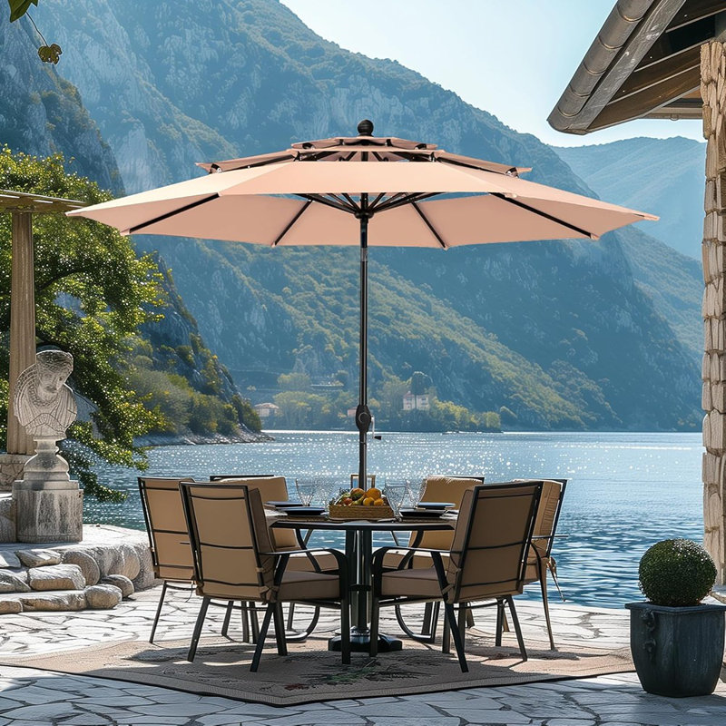 Grand parasol d'extérieur à 3 niveaux pour terrasse avec a ..., Rose