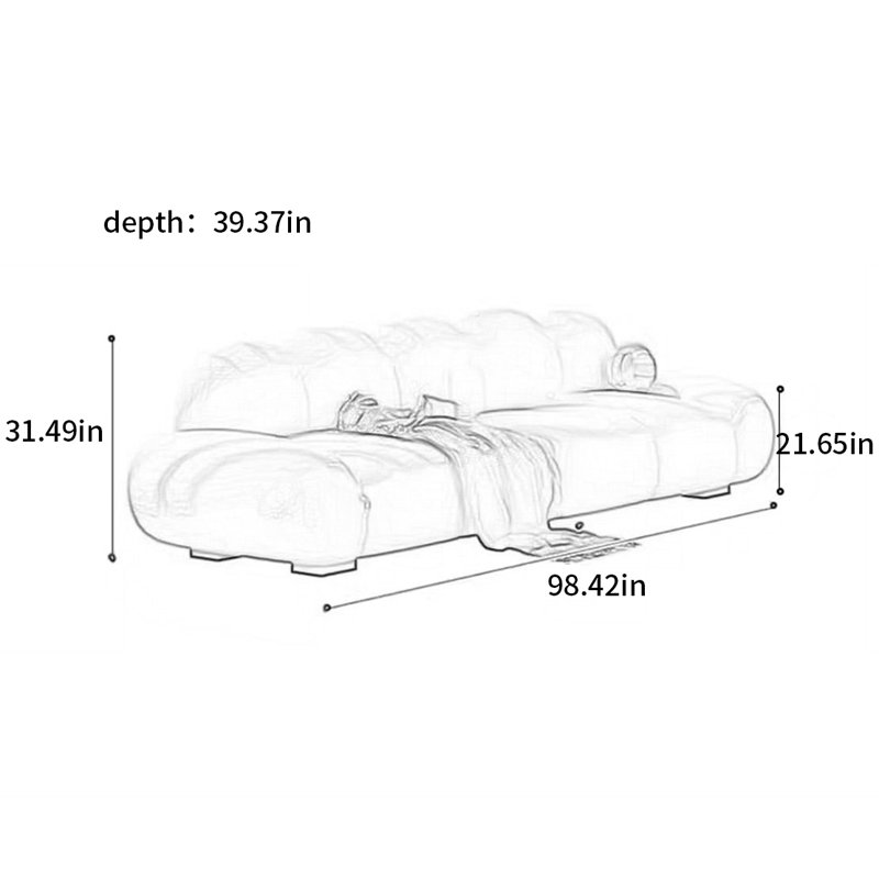 Creative sofa with Cream clouds, 31.49" H x 98.42" W x 39.37" D, 3
