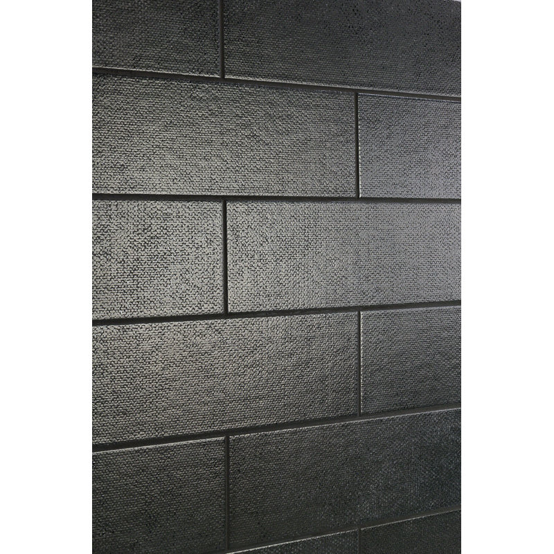 Turbine 4" x 12" Ceramic Fabric Look Subway Tile ( 10.97 sq. ft. / box ), Black