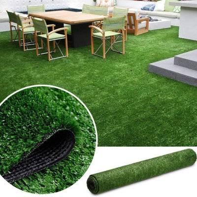 Tapis en gazon artificiel de qualité supérieure de 6 pi x 10 pi - Trous de drainage et envers en caoutchouc pour les espaces pour animaux de compagnie, jardin, patio et balcon