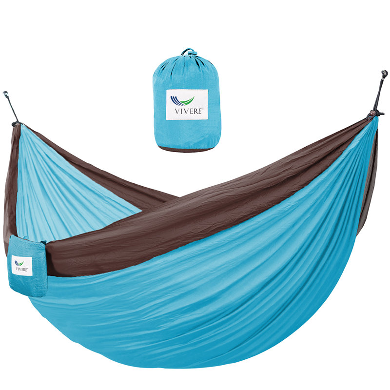 Hamac de camping double Kylee Parachute, Double, Chocolat et turquoise