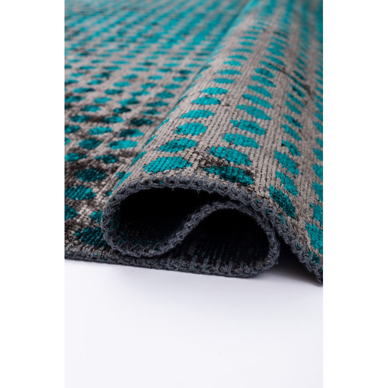 Rapture Navy/Gray Polka Dots Luxury Area Rug, Rectangle 7'10" x 11'2"