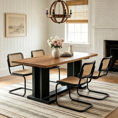 63" Solid Wood Dining Table with Trestle Base