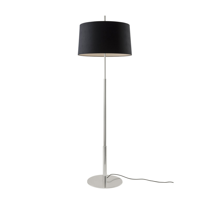 72" Traditional Floor Lamp, Black, Satin Nickel