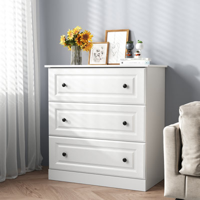 29.5" W Modern 3 Drawer Dresser, Drawer Chest, Wooden Storage Dresser for Closet and Living Room, White