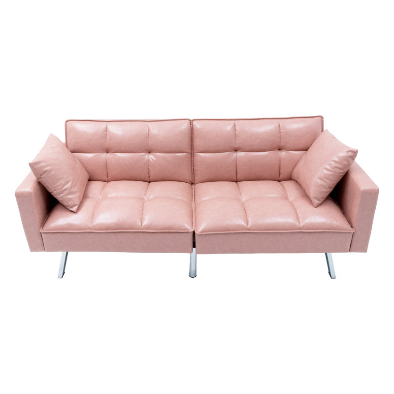 Causeuse en cuir de polyuréthane de 76,4 po rose