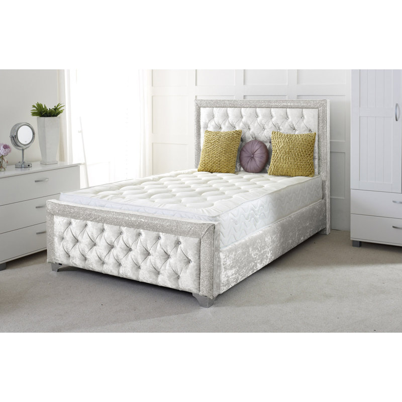 Carley Upholstered Bed, Double (4'6), White