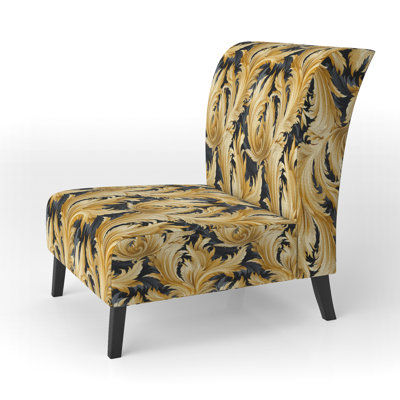 Royal Gilded Ikat Reverie Celebrate - Upholstered Boho Slipper Chair, Ikat Pattern Accent Chair