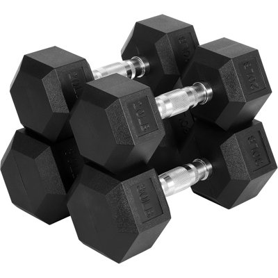 Paquet de 90 lb (10 * 2 + 15 * 2 + 20 * 2) Ensemble de haltères hexagonaux de haute qualité en fonte enduite de PVC et de caoutchouc, sans odeur et poids fixes fixes durables pour l'entraînement en force à domicile