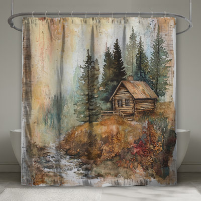 Rustic Cabin Forest Shower Curtains Extra Long